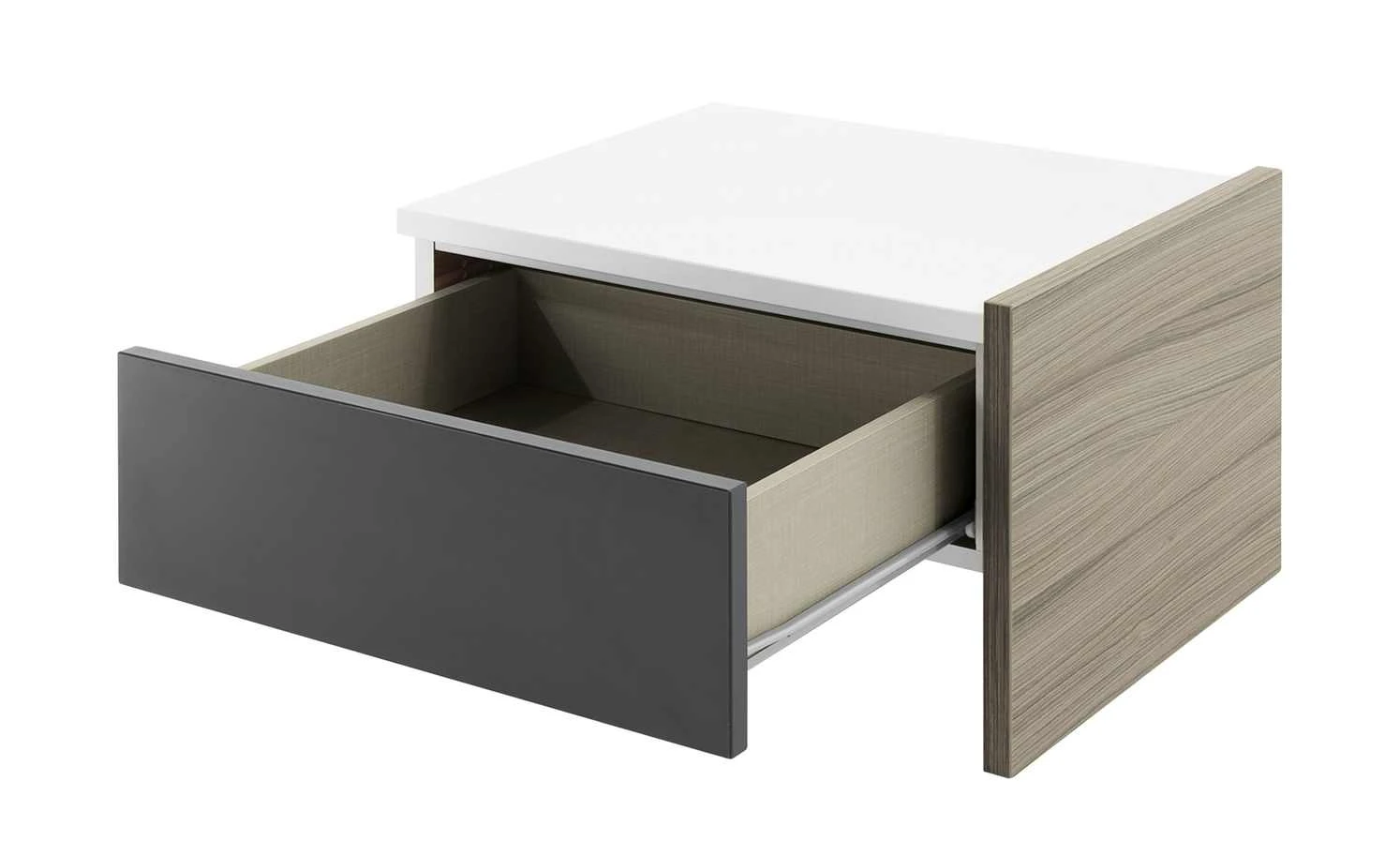 Anbau-Nachtkommode Holly | Treibholz (Nachbildung) / Weiß / Anthrazit 5 Anbau-Nachtkommode Holly | Treibholz (Nachbildung) / Weiß / Anthrazit – Bild 3