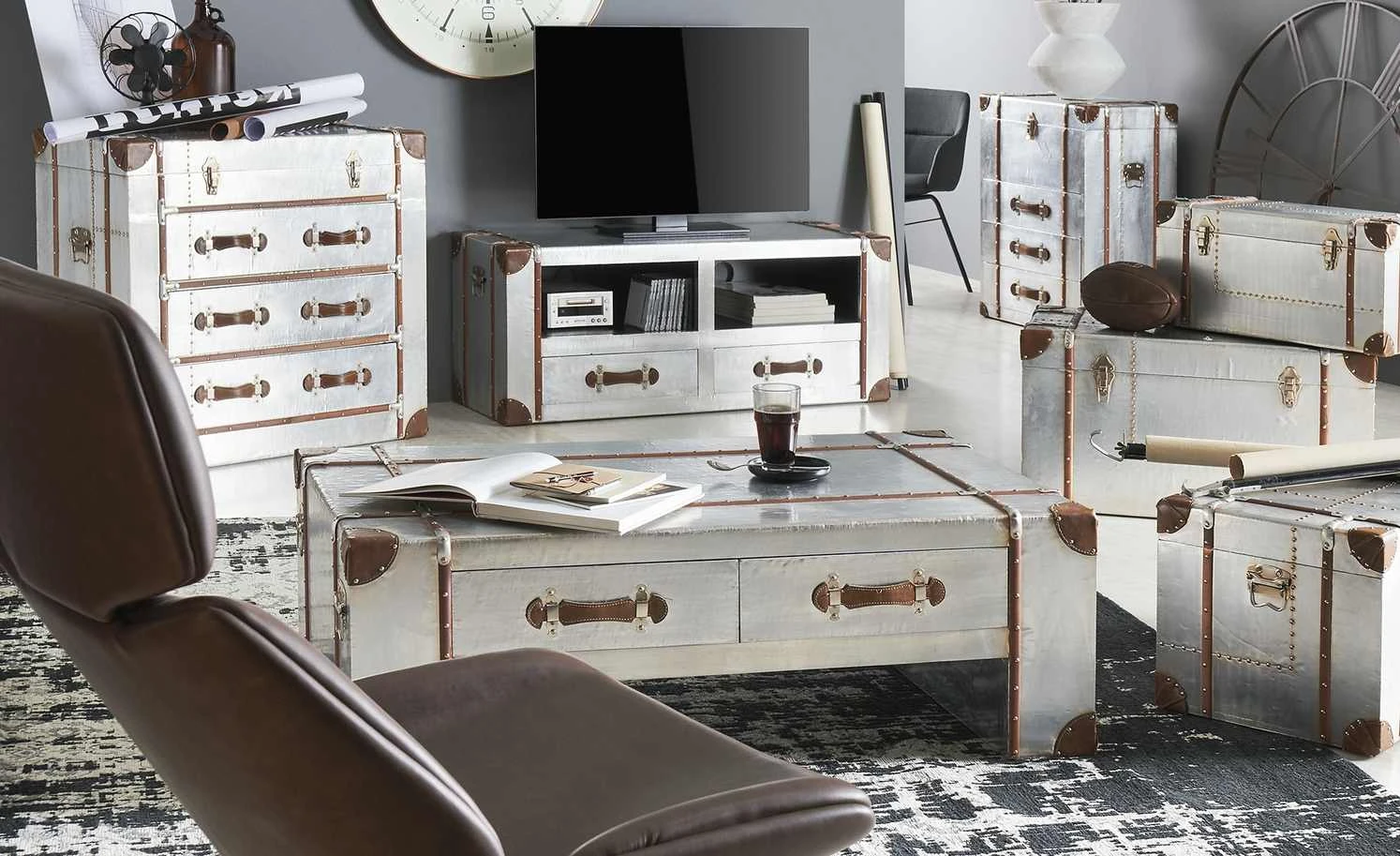 Couchtisch Aluminium Kunstleder Rimini 3 Couchtisch Aluminium Kunstleder Rimini