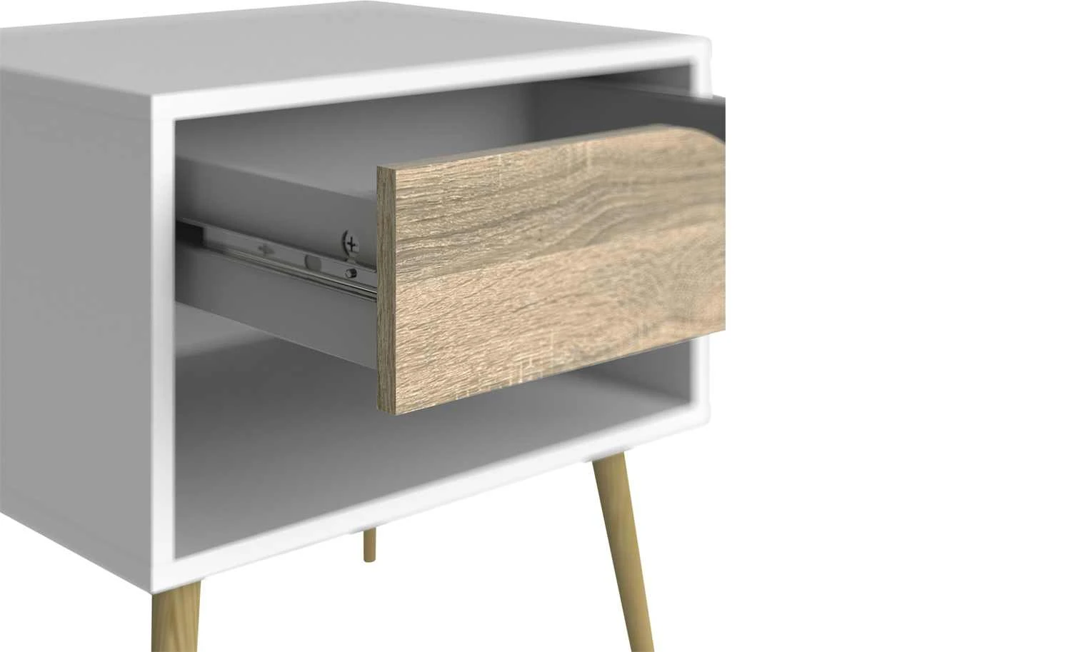 Nachtkommode Ogna | Weiß / Eiche (Nachbildung) 6 Nachtkommode Ogna | Weiß / Eiche (Nachbildung) – Bild 4
