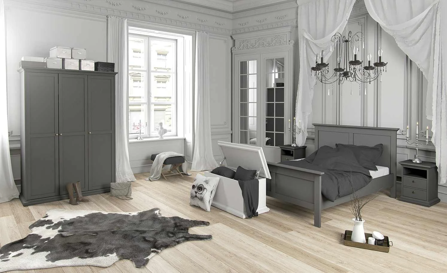 Nachttisch Chester | Grau matt 3 Nachttisch Chester | Grau matt