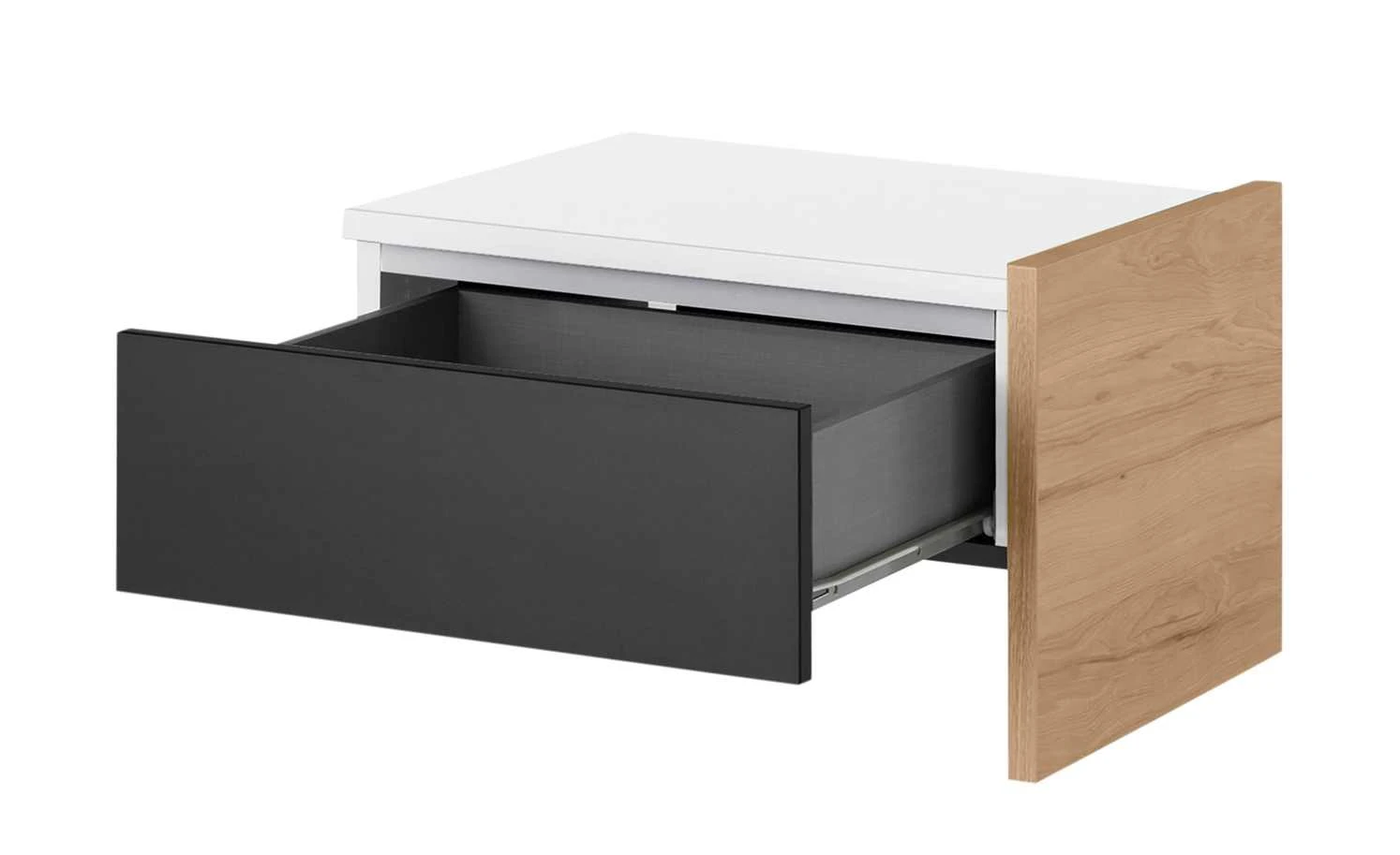 Anbau-Nachtkommode Holly | Weiß / Hickory (Nachbildung) / Anthrazit 8 Anbau-Nachtkommode Holly | Weiß / Hickory (Nachbildung) / Anthrazit – Bild 6