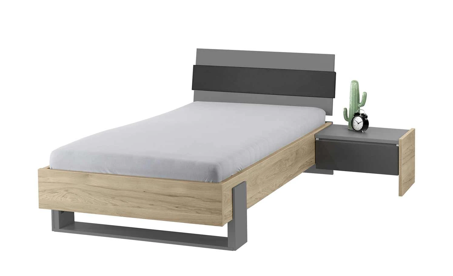 Anbau-Nachtkommode Holly | Mittelgrau / Hickory (Nachbildung) / Anthrazit 10 Anbau-Nachtkommode Holly | Mittelgrau / Hickory (Nachbildung) / Anthrazit – Bild 8