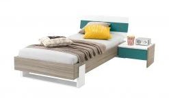 Anbau-Nachtkommode Holly | Weiß / Treibholz (Nachbildung) / Petrol -Tischety Verkaufe 12114535 1 202002142232