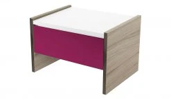 Nachtkommode Holly | Weiß / Treibholz (Nachbildung) / Fuchsia Nein 34|cm