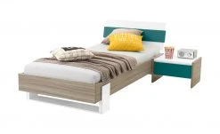 Nachtkommode Holly | Weiß / Treibholz (Nachbildung) / Petrol Nein 34|cm -Tischety Verkaufe 12114541 2 202002142232