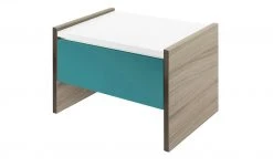 Nachtkommode Holly | Weiß / Treibholz (Nachbildung) / Petrol Nein 34|cm