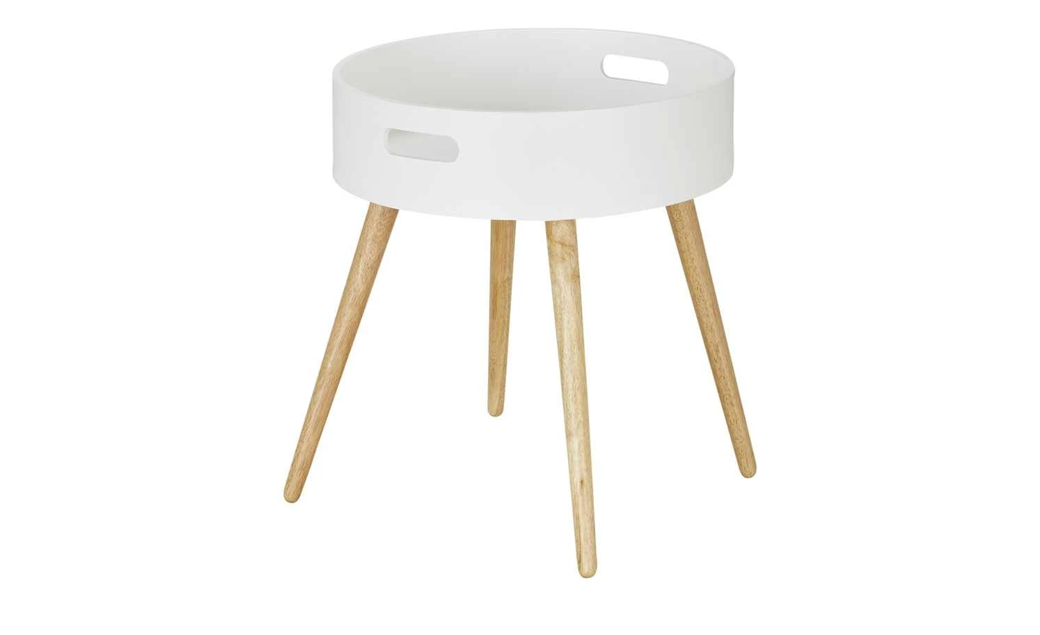 Beistelltisch Cassarina | Weiß / Gummibaum 5 Beistelltisch Cassarina | Weiß / Gummibaum – Bild 3