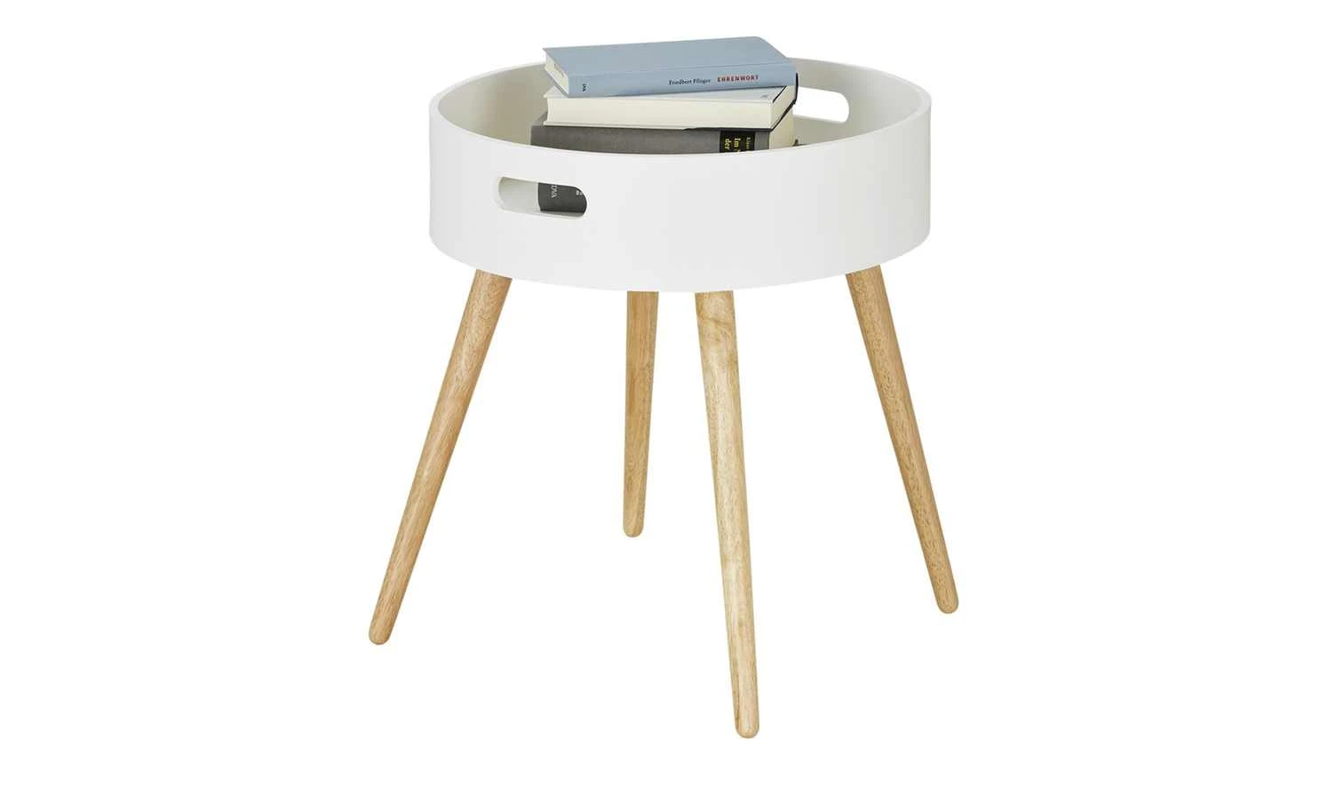 Beistelltisch Cassarina | Weiß / Gummibaum 6 Beistelltisch Cassarina | Weiß / Gummibaum – Bild 4