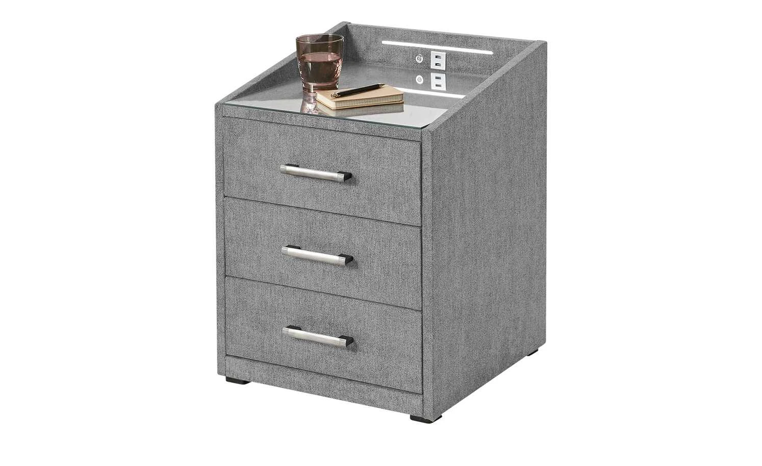 meinBett Nachtkonsole mit LED-Beleuchtung und USB-Anschluss Moon | Grau 4 meinBett Nachtkonsole mit LED-Beleuchtung und USB-Anschluss Moon | Grau – Bild 2