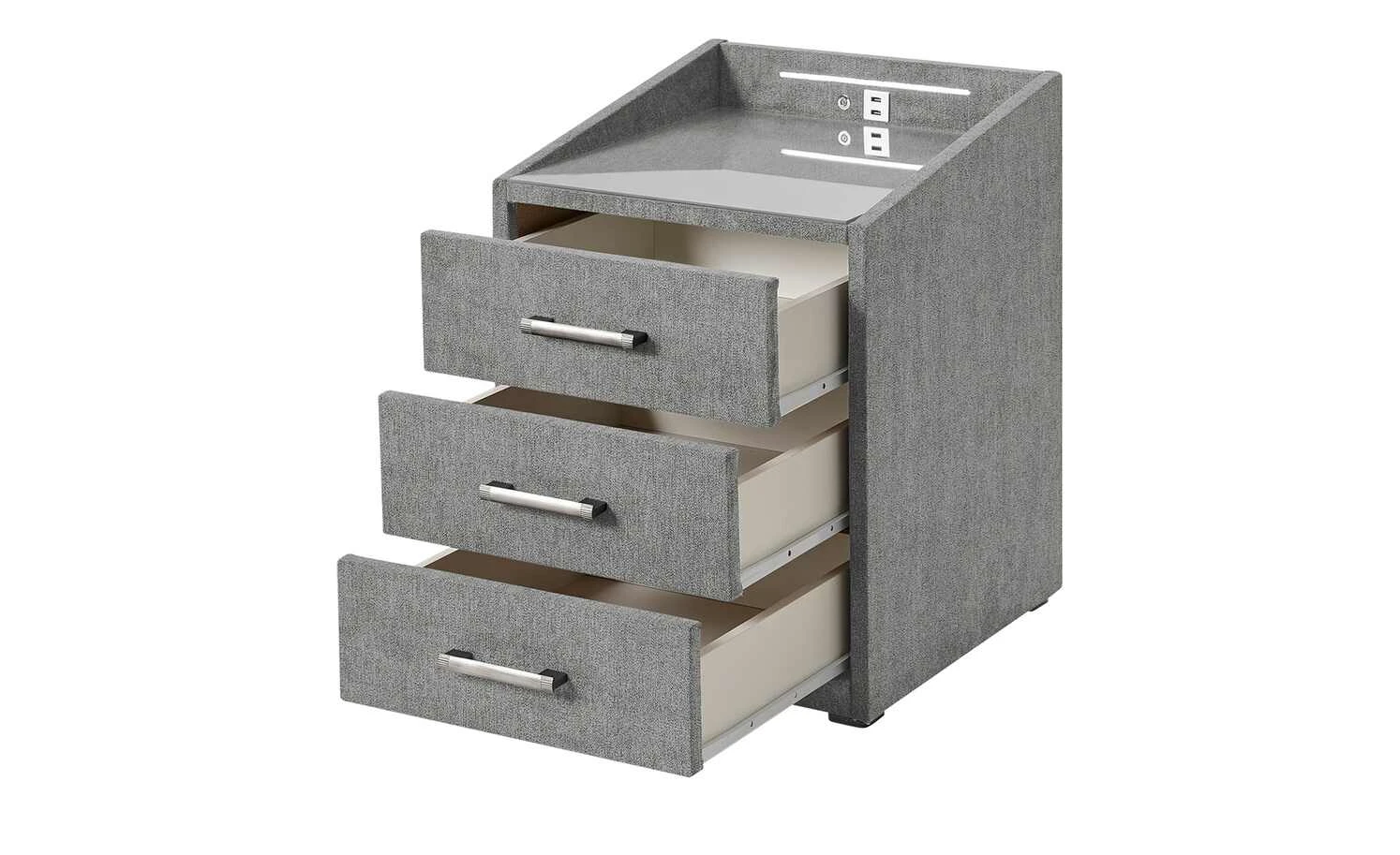 meinBett Nachtkonsole mit LED-Beleuchtung und USB-Anschluss Moon | Grau 7 meinBett Nachtkonsole mit LED-Beleuchtung und USB-Anschluss Moon | Grau – Bild 5