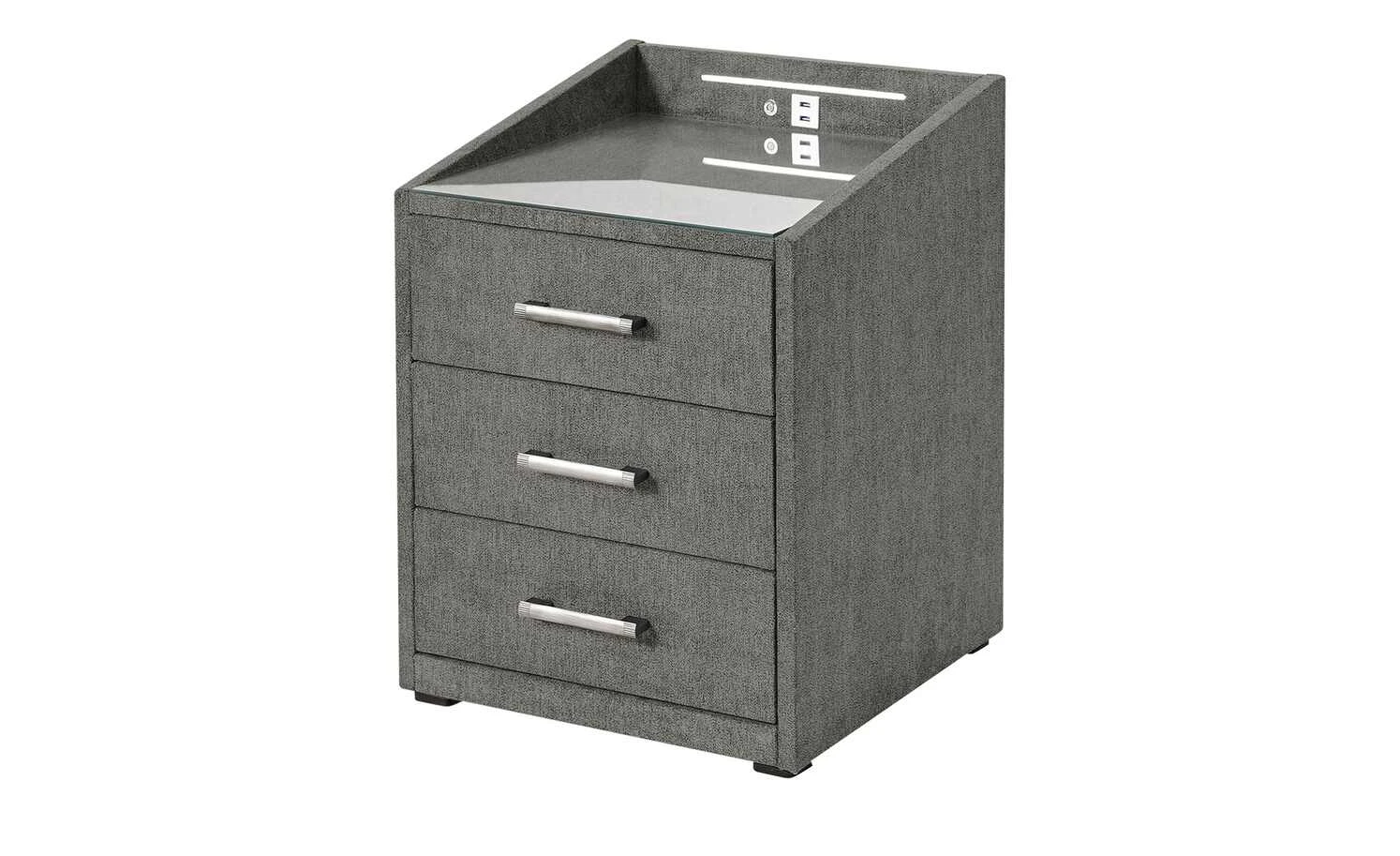 meinBett Nachtkonsole mit LED-Beleuchtung und USB-Anschluss Moon | Dunkelgrau 3 meinBett Nachtkonsole mit LED-Beleuchtung und USB-Anschluss Moon | Dunkelgrau