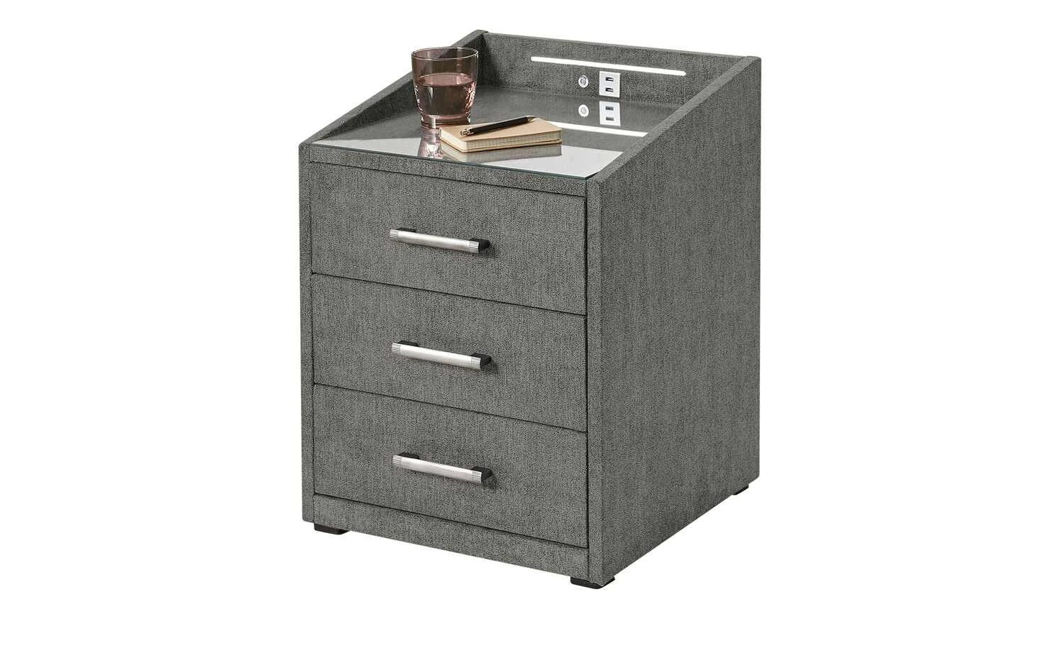 meinBett Nachtkonsole mit LED-Beleuchtung und USB-Anschluss Moon | Dunkelgrau 6 meinBett Nachtkonsole mit LED-Beleuchtung und USB-Anschluss Moon | Dunkelgrau – Bild 4