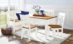 maison bleue Esstisch massiv Florian | Weiß / bernsteinfarben ca. 120x78 cm