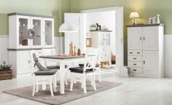 maison bleue Esstisch massiv Florian | Weiß / Grau ca. 140x90 cm