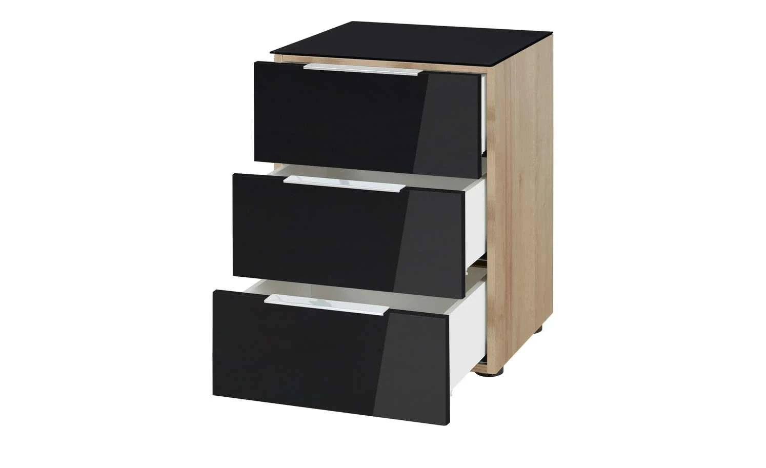 Nachtkommode Vitreo | Eiche Sägerau (Nachbildung) / Anthrazit Abdeckplatte mit zusätzlichem Glas 4 Nachtkommode Vitreo | Eiche Sägerau (Nachbildung) / Anthrazit Abdeckplatte mit zusätzlichem Glas – Bild 2
