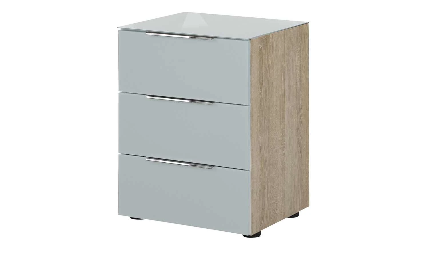 Nachtkommode Vitreo | Eiche Sägerau (Nachbildung) / Seidengrau Abdeckplatte mit zusätzlichem Glas 3 Nachtkommode Vitreo | Eiche Sägerau (Nachbildung) / Seidengrau Abdeckplatte mit zusätzlichem Glas