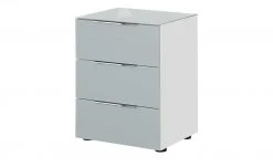 Nachtkommode Vitreo | Weiß / Seidengrau Abdeckplatte mit zusätzlichem Glas