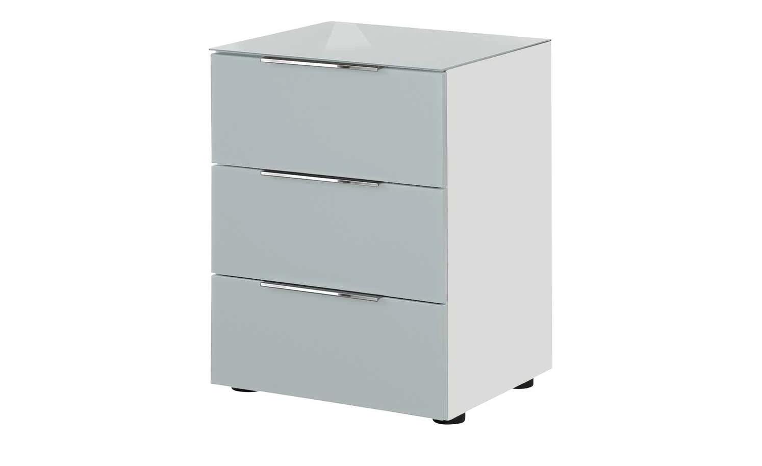 Nachtkommode Vitreo | Weiß / Seidengrau Abdeckplatte mit zusätzlichem Glas 3 Nachtkommode Vitreo | Weiß / Seidengrau Abdeckplatte mit zusätzlichem Glas
