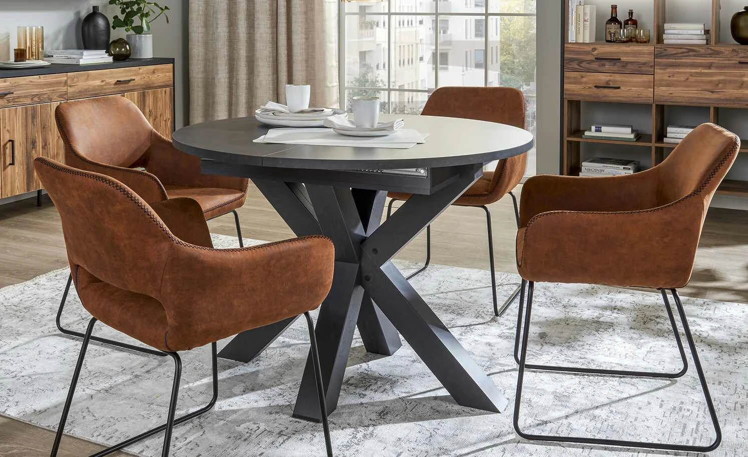 Tischplatte Foresta | Schwarzstahl (Nachbildung) 110 cm Durchmesser 4 Tischplatte Foresta | Schwarzstahl (Nachbildung) 110 cm Durchmesser – Bild 2