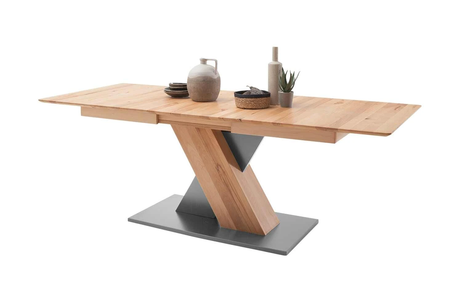 Säulentisch ausziehbar Balu | X-Säule Kernbuche Grau-aluminiumfarben 140|cm 12 Säulentisch ausziehbar Balu | X-Säule Kernbuche Grau-aluminiumfarben 140|cm – Bild 10