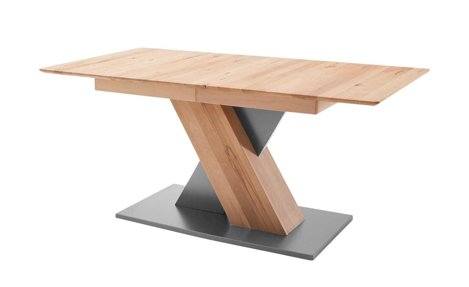 Säulentisch ausziehbar Balu | X-Säule Kernbuche Grau-aluminiumfarben 140|cm 3 Säulentisch ausziehbar Balu | X-Säule Kernbuche Grau-aluminiumfarben 140|cm