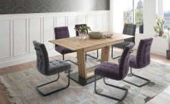 Säulentisch ausziehbar Balu | U-Säule Kernbuche Schwarz-Grau 140|cm