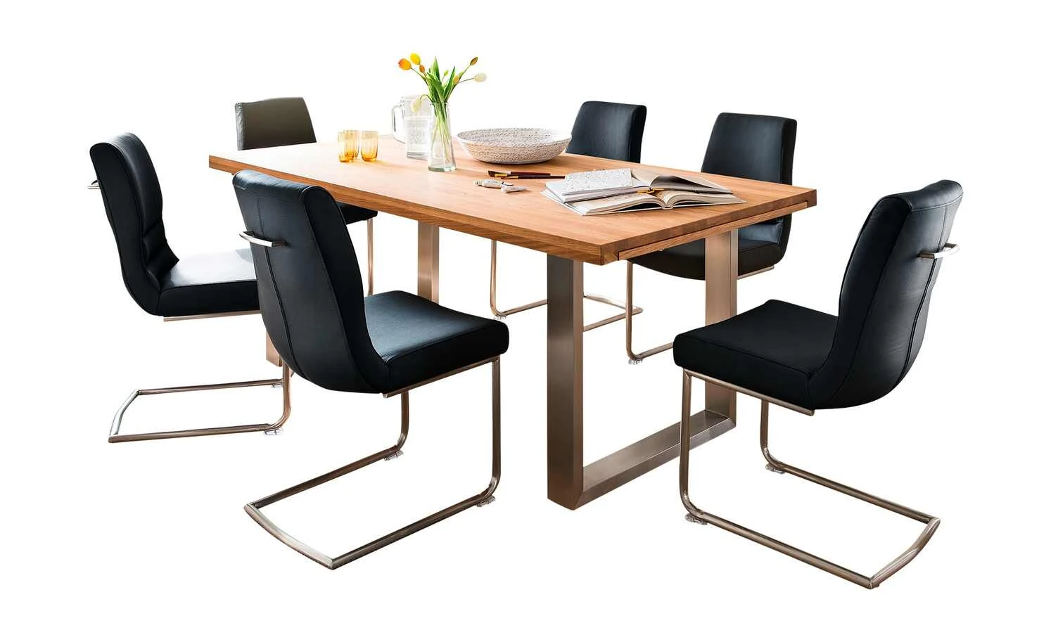 Woodford Kufentisch Aaron | 200|cm Wildeiche Edelstahl 6 Woodford Kufentisch Aaron | 200|cm Wildeiche Edelstahl – Bild 4