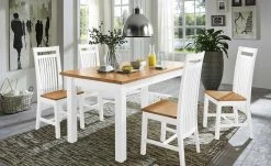 maison bleue Esstisch massiv Bendix | 140|cm Weiß / laugenfarbig