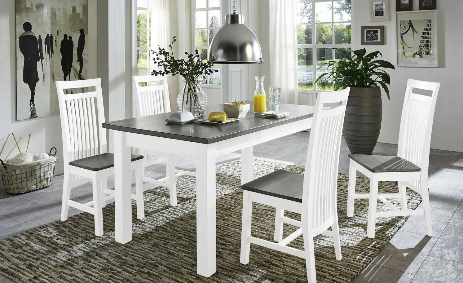 maison bleue Esstisch massiv Bendix | 160|cm Weiß / Grau 3 maison bleue Esstisch massiv Bendix | 160|cm Weiß / Grau