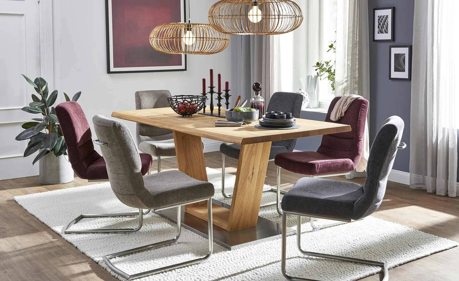 Woodford Säulentisch massiv Ateno | mit Baumkante ca. 220x100 cm 3 Woodford Säulentisch massiv Ateno | mit Baumkante ca. 220x100 cm