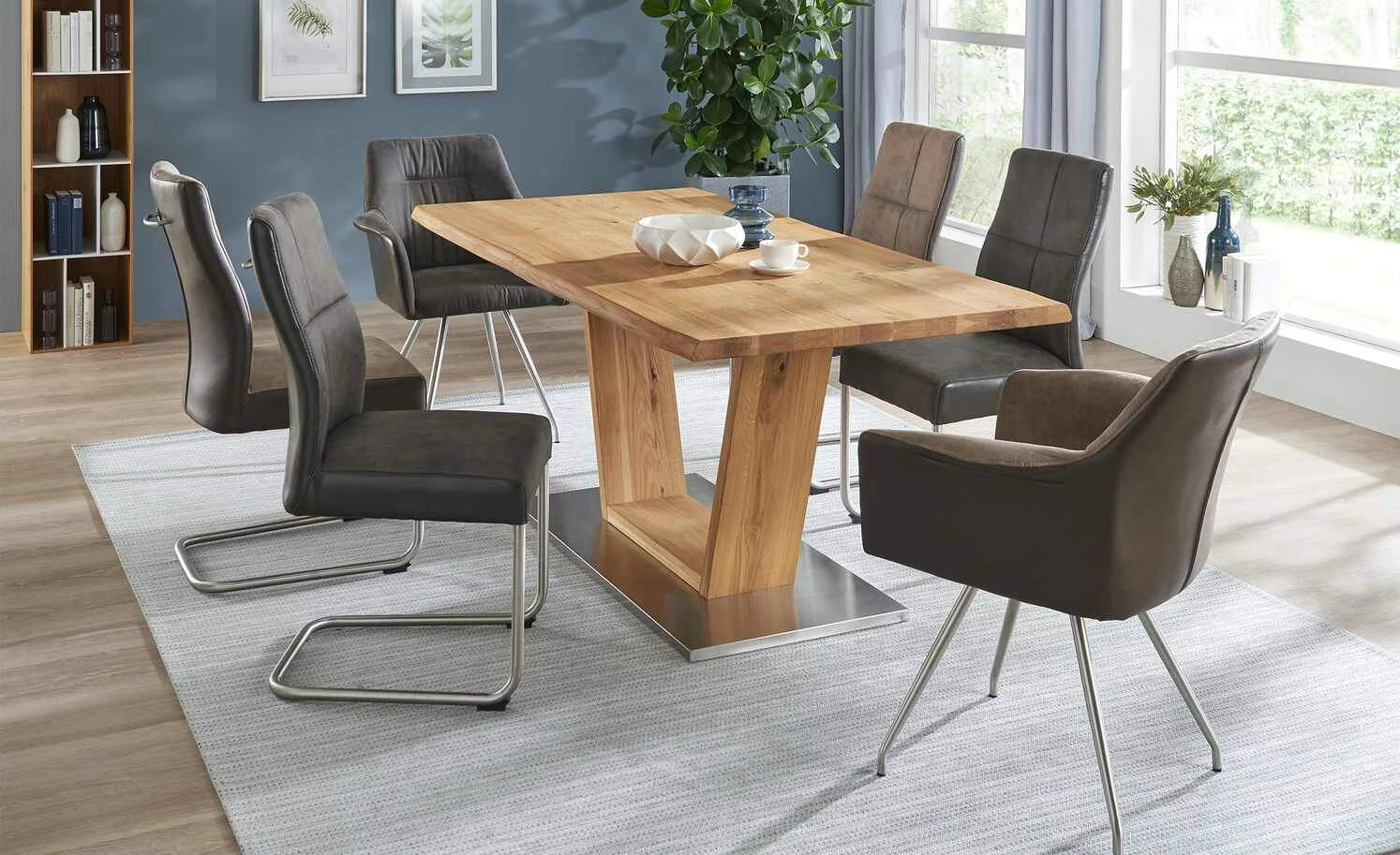 Woodford Säulentisch massiv Ateno | mit Baumkante ca. 220x100 cm 4 Woodford Säulentisch massiv Ateno | mit Baumkante ca. 220x100 cm – Bild 2