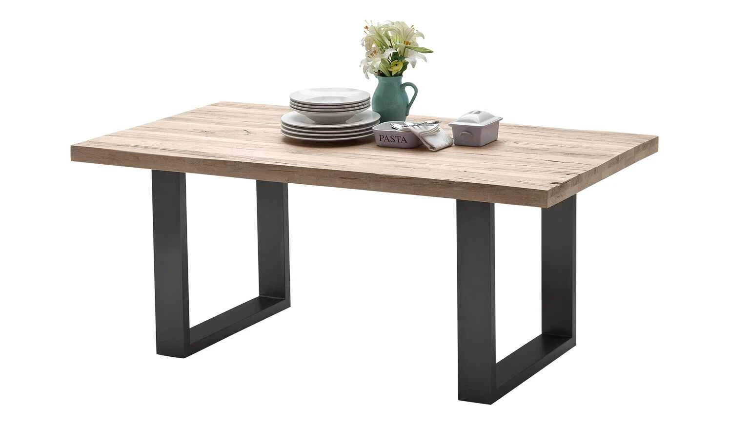 Woodford Kufen-Esstisch massiv Lavello | Eiche gekälkt Anthrazit ca. 200x100 cm 4 Woodford Kufen-Esstisch massiv Lavello | Eiche gekälkt Anthrazit ca. 200x100 cm – Bild 2