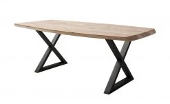 Woodford Kufentisch massiv Calotta | 180|cm Natur X-Form Anthrazit