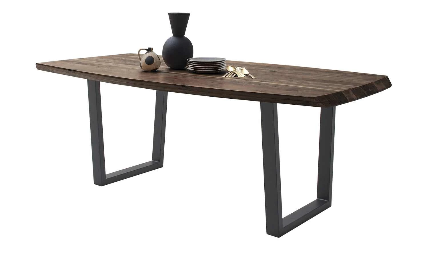 Woodford Kufentisch massiv Calotta | 220|cm Walnut (Braun) Trapez-Form Anthrazit 9 Woodford Kufentisch massiv Calotta | 220|cm Walnut (Braun) Trapez-Form Anthrazit – Bild 7