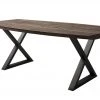 Woodford Kufentisch massiv Calotta | 220|cm Walnut (Braun) X-Form Anthrazit