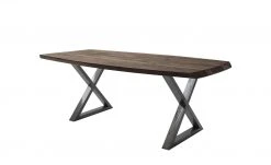 Woodford Kufentisch massiv Calotta | 180|cm Walnut (Braun) X-Form Antikgrau