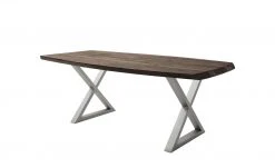 Woodford Kufentisch massiv Calotta | 180|cm Walnut (Braun) X-Form Edelstahl