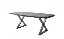Woodford Kufentisch massiv Calotta | 180|cm Grau sandgestrahlt X-Form Antikgrau