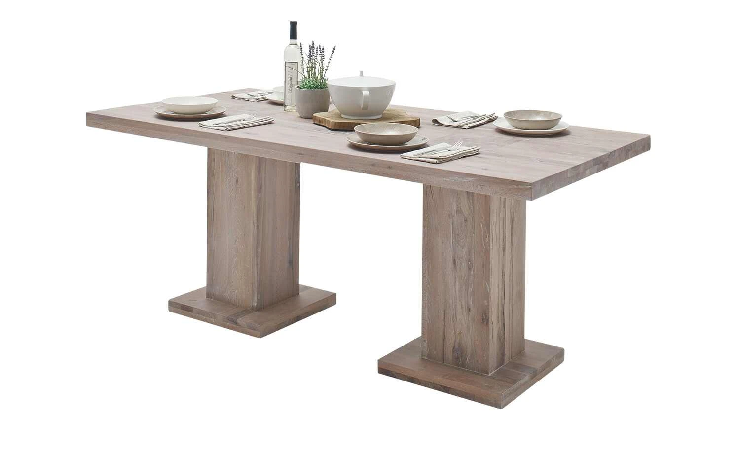 Säulentisch massiv Moe | Eiche gekälkt 260|cm 4 Säulentisch massiv Moe | Eiche gekälkt 260|cm – Bild 2