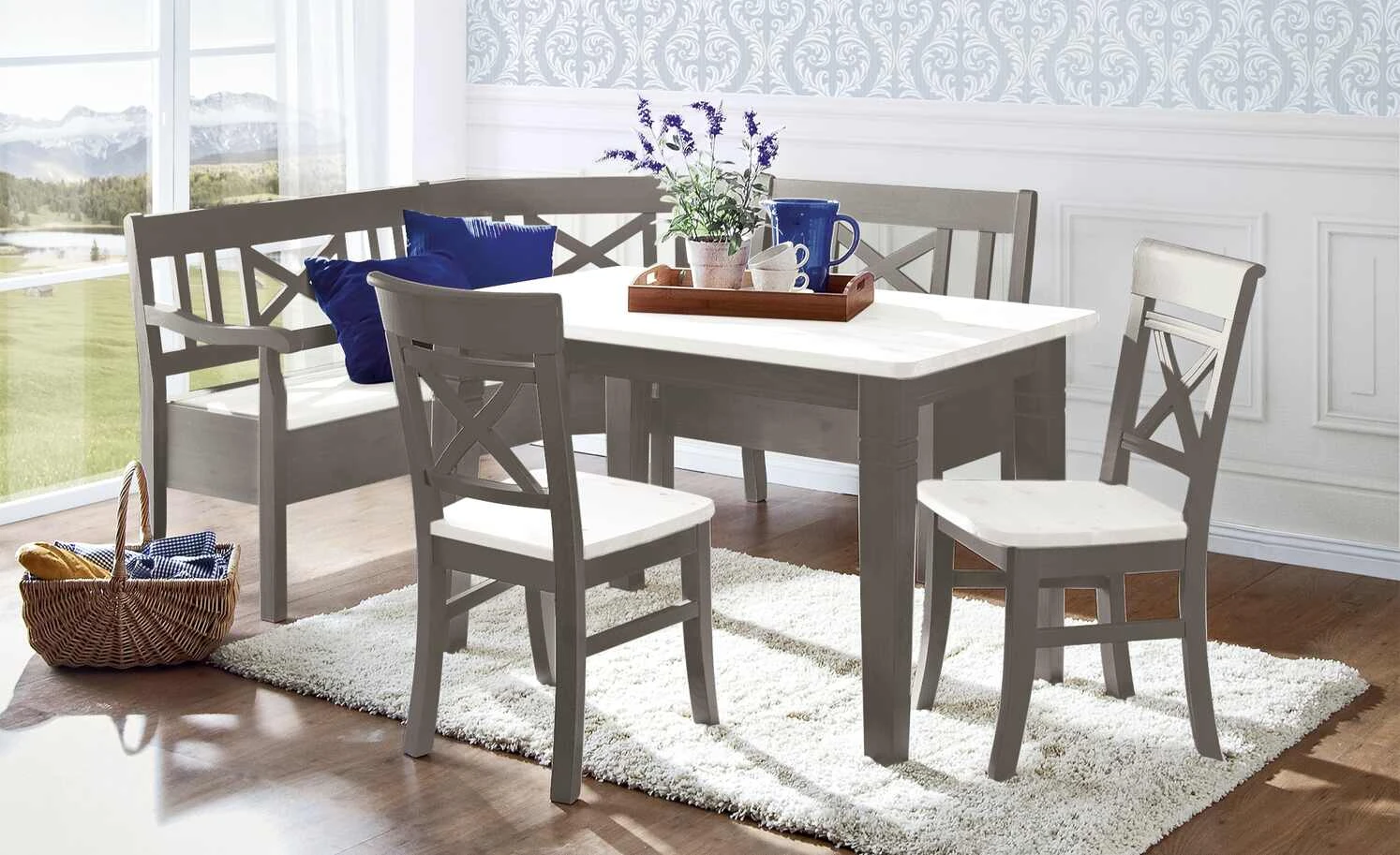 maison bleue Esstisch massiv Florian | Grau / Weiß ca. 120x78 cm 4 maison bleue Esstisch massiv Florian | Grau / Weiß ca. 120x78 cm – Bild 2