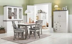 maison bleue Esstisch massiv Florian | Grau / Weiß ca. 140x90 cm