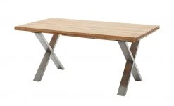 Woodford Massivholztisch ausziehbar Sovis | Wildeiche / Edelstahl ca. 180x100 cm