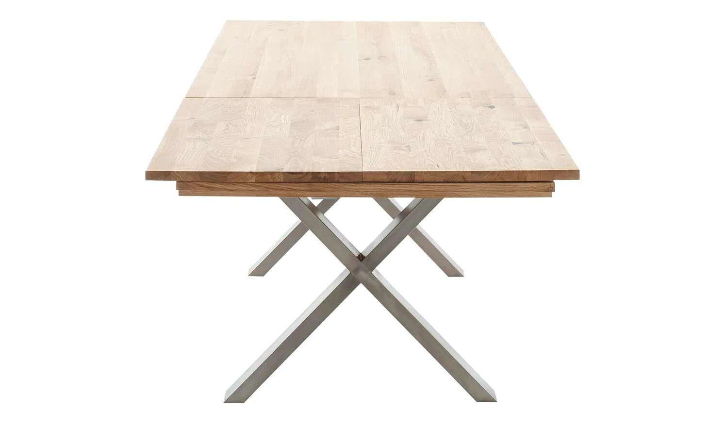 Woodford Massivholztisch ausziehbar Sovis | Eiche Bianco / Edelstahl ca. 180x100 cm 4 Woodford Massivholztisch ausziehbar Sovis | Eiche Bianco / Edelstahl ca. 180x100 cm – Bild 2