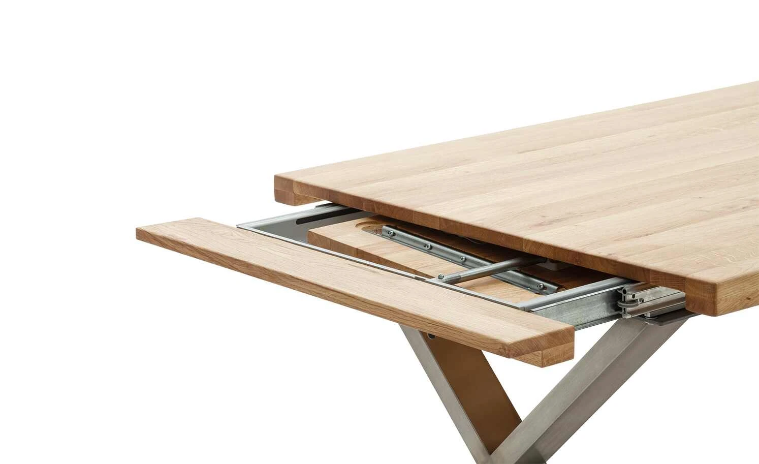 Woodford Massivholztisch ausziehbar Sovis | Eiche Bianco / Edelstahl ca. 180x100 cm 13 Woodford Massivholztisch ausziehbar Sovis | Eiche Bianco / Edelstahl ca. 180x100 cm – Bild 11