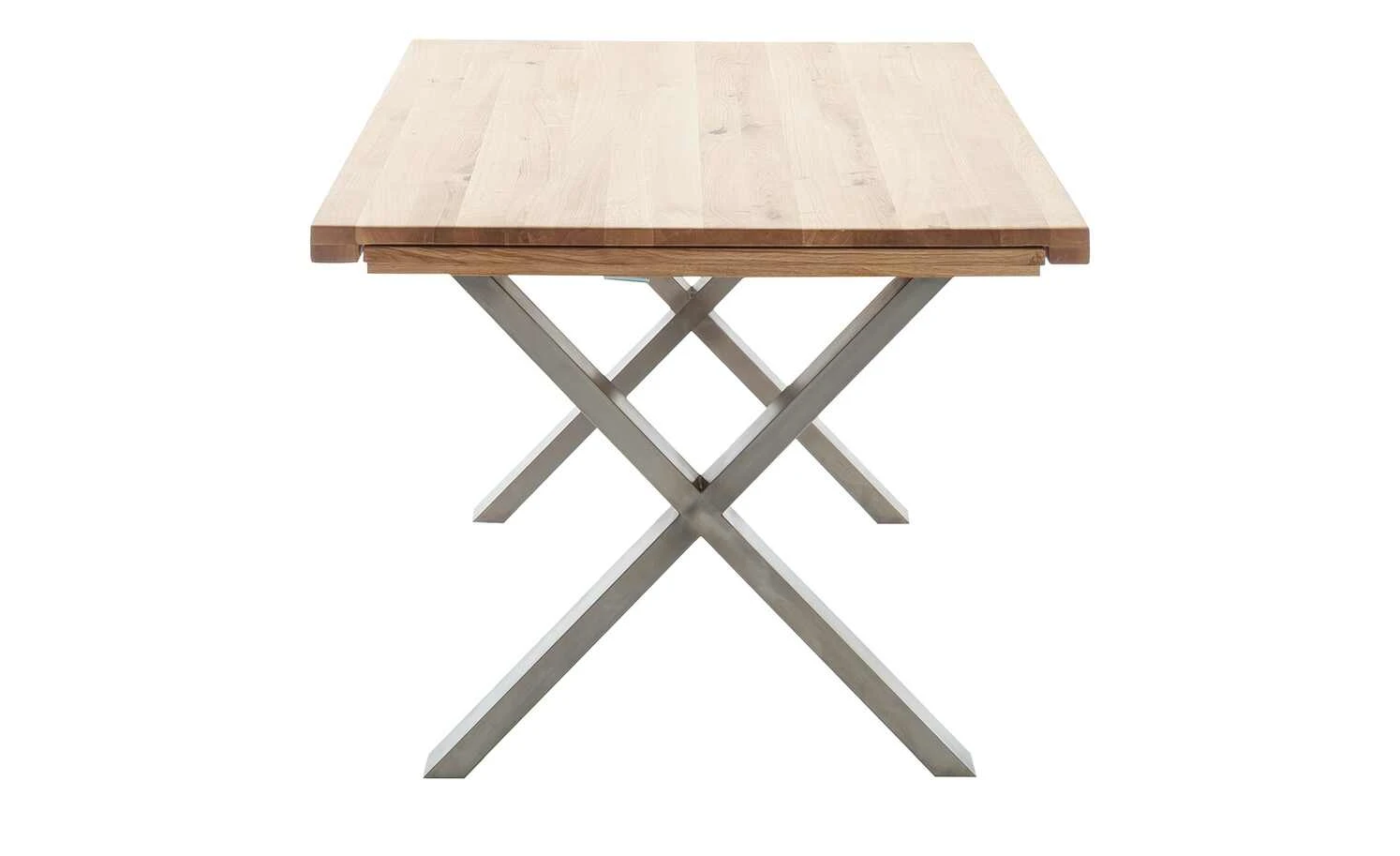 Woodford Massivholztisch ausziehbar Sovis | Eiche Bianco / Edelstahl ca. 180x100 cm 5 Woodford Massivholztisch ausziehbar Sovis | Eiche Bianco / Edelstahl ca. 180x100 cm – Bild 3